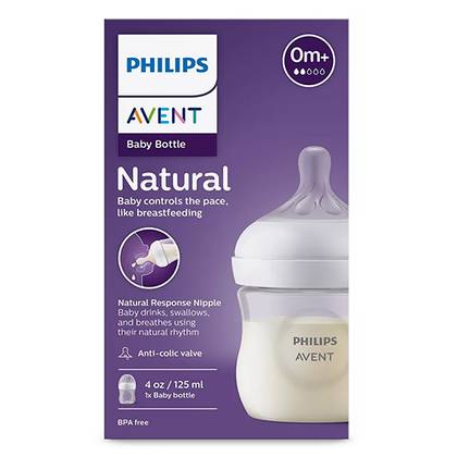 Avent - Bottle "Natural" Plastic, /0m+/ 125ml 0444
