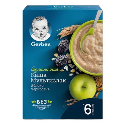 Gerber - Puree with No Sugar Added, Multigrain Plum and Apple /6 months+/ 180g 5218/6373