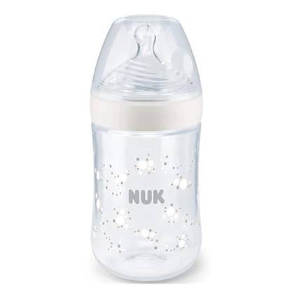 Nuki - PP Bottle 260 ml + Silicone Cap Z2, M White, with Temperature Indicator 7512