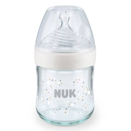 Nuki - Glass Bottle 120 ml + Silicone Nipple S White 7550