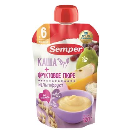 Semper - Sugar-Free Multi-Component Fruit Porridge /6 months+/ 120g 0395/1253