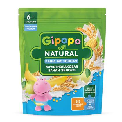 Hippo - Milk Porridge with 5 Grains, Banana and Apple Omega-3 /6 months+/ 200g