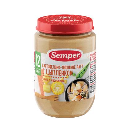 Semper - Chicken Meat with Vegetable Ragout /10 months+/ 190g 8408