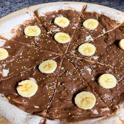 🍫🍌🍕 Pizza de chocolate com banana