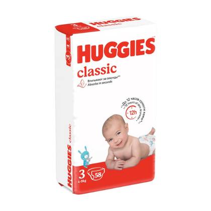 Huggies Classic - Baby Diaper Z-3 /4-9kg/ 3109 #58