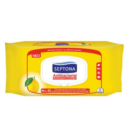 Septona - Antibacterial Lemon Wet Wipes with Lid 0016 #60