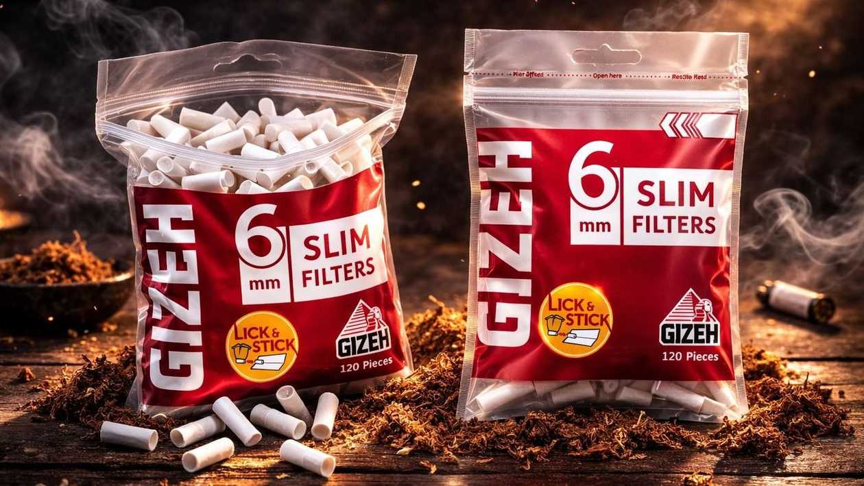 Gizeh Slim Filter 120+30 — 150 ədəd, qısa, yapışqanlı, 6 mm həcimli filtr