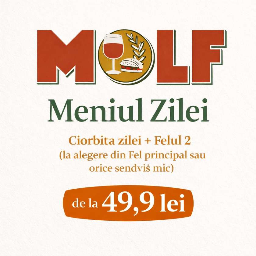 Meniul zilei (Ciorbita + Fel principal sau sendvis mic)