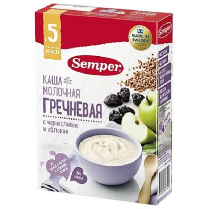 Semper - Milk Porridge, Sugar-Free Corn with Black Plum and Apple /5 months+/ 180g (200g) 7400/1618