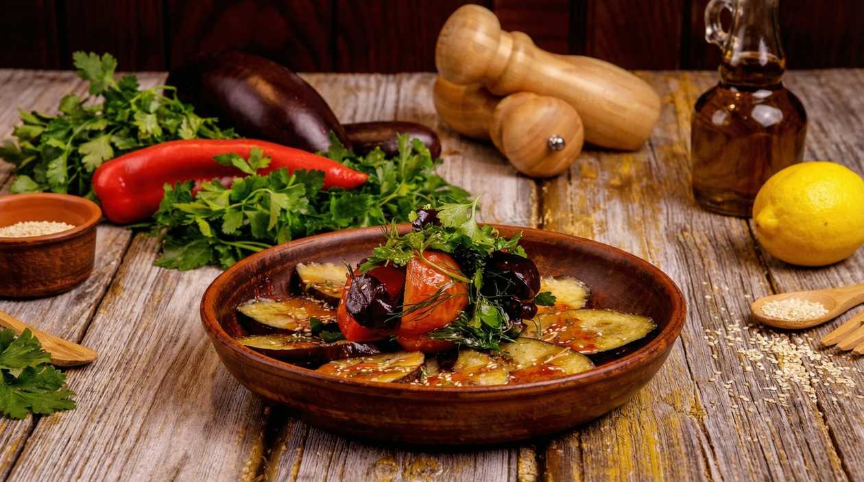 Crispy eggplant salad