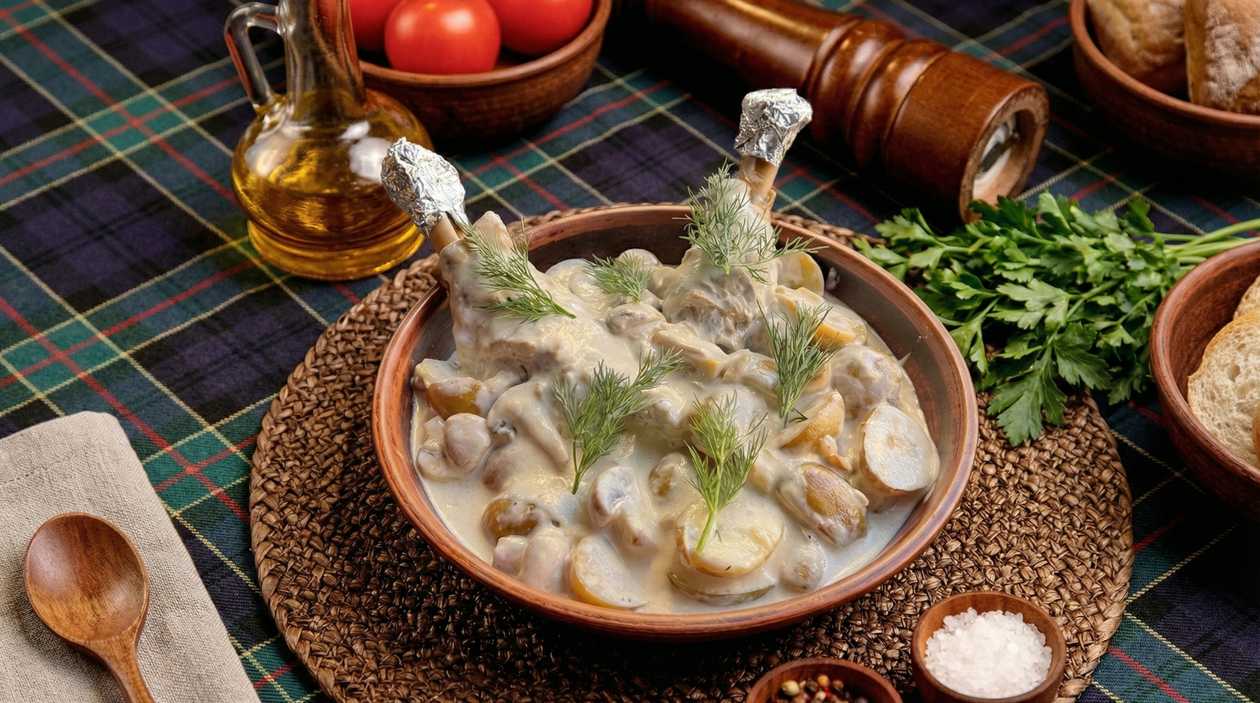 Lamb “Macha” with Creamy Mushroom Sauce