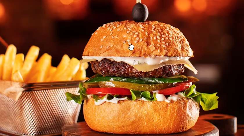 Cheeseburger with cheese sauce