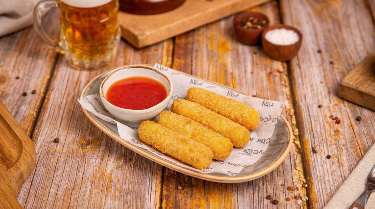 Mozzarella sticks with sweet chili sauce