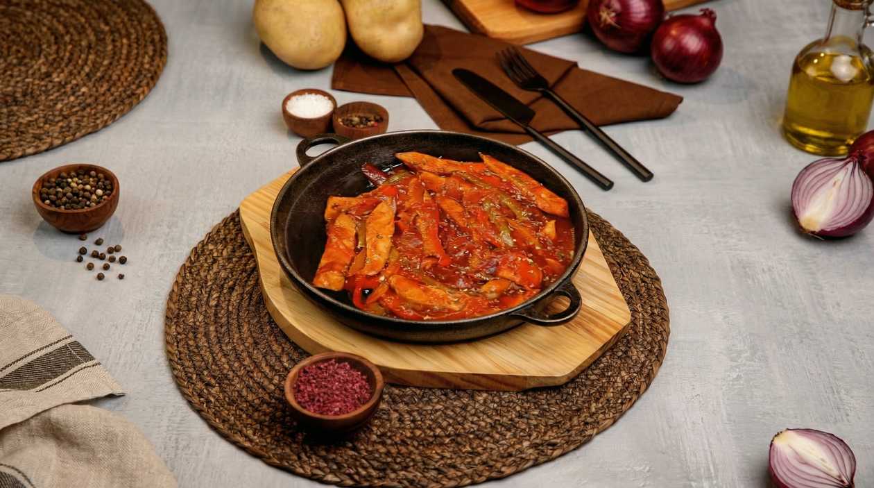 Fajitas in a pan
