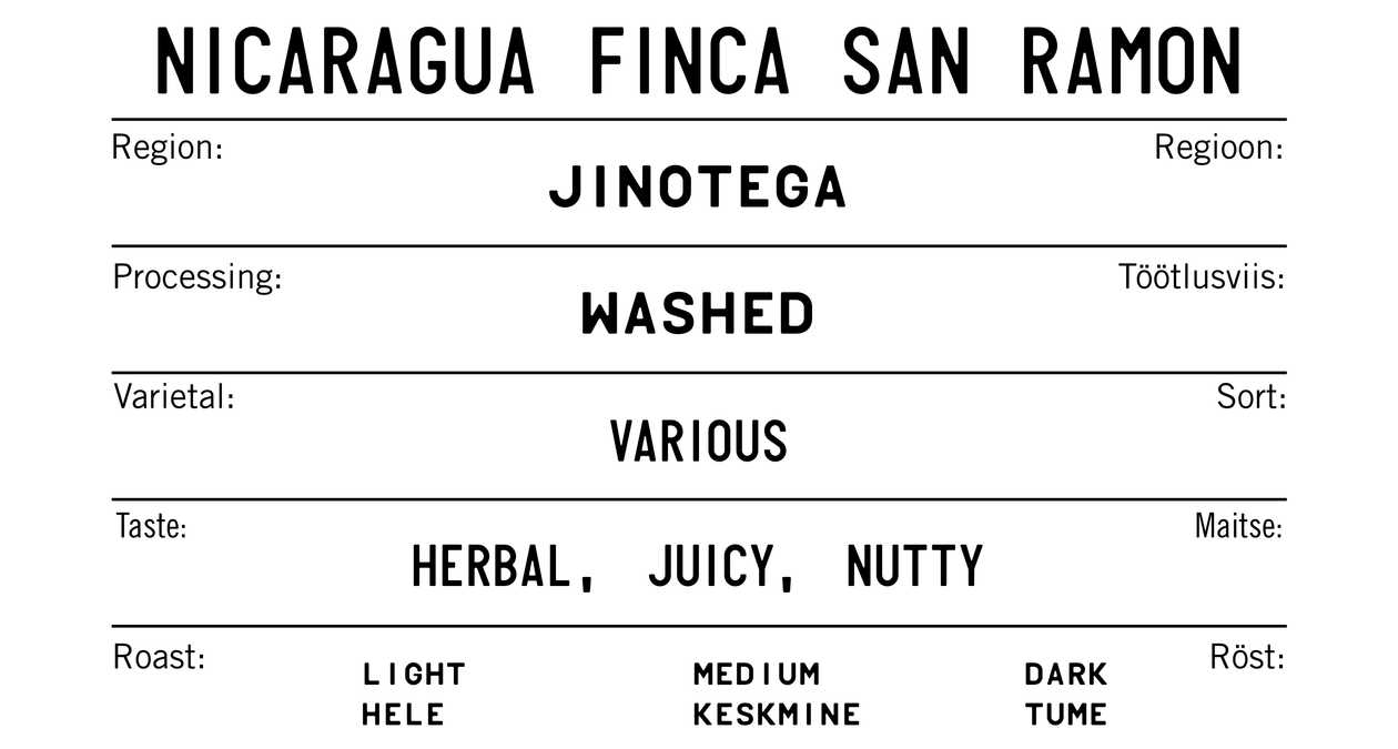 NICARAGUA FINCA SAN RAMON, LIGHT ROAST