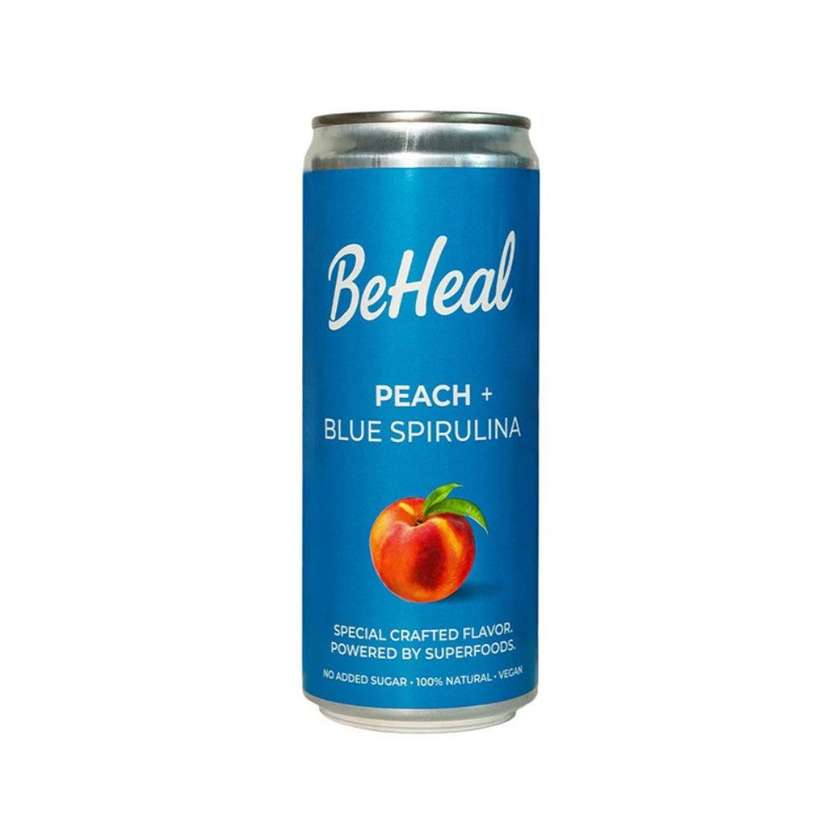 9994607 Peach And Blue Spirulina Soft Drink, 330 ml, BeHeal