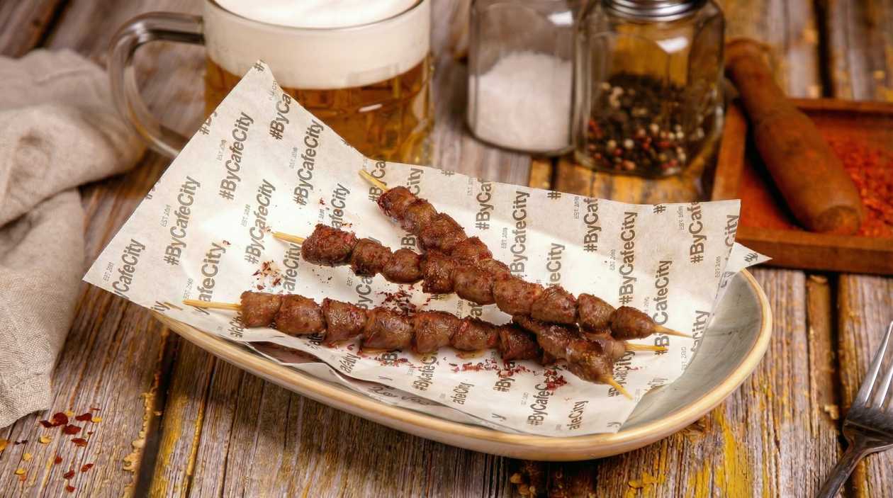 Grilled Chicken Hearts on Skewers