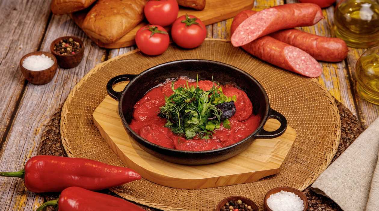 Krakow Sausage with Tomato Sauce