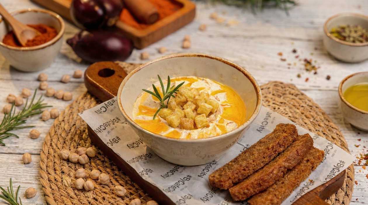 Eggplant Mousse with Croutons