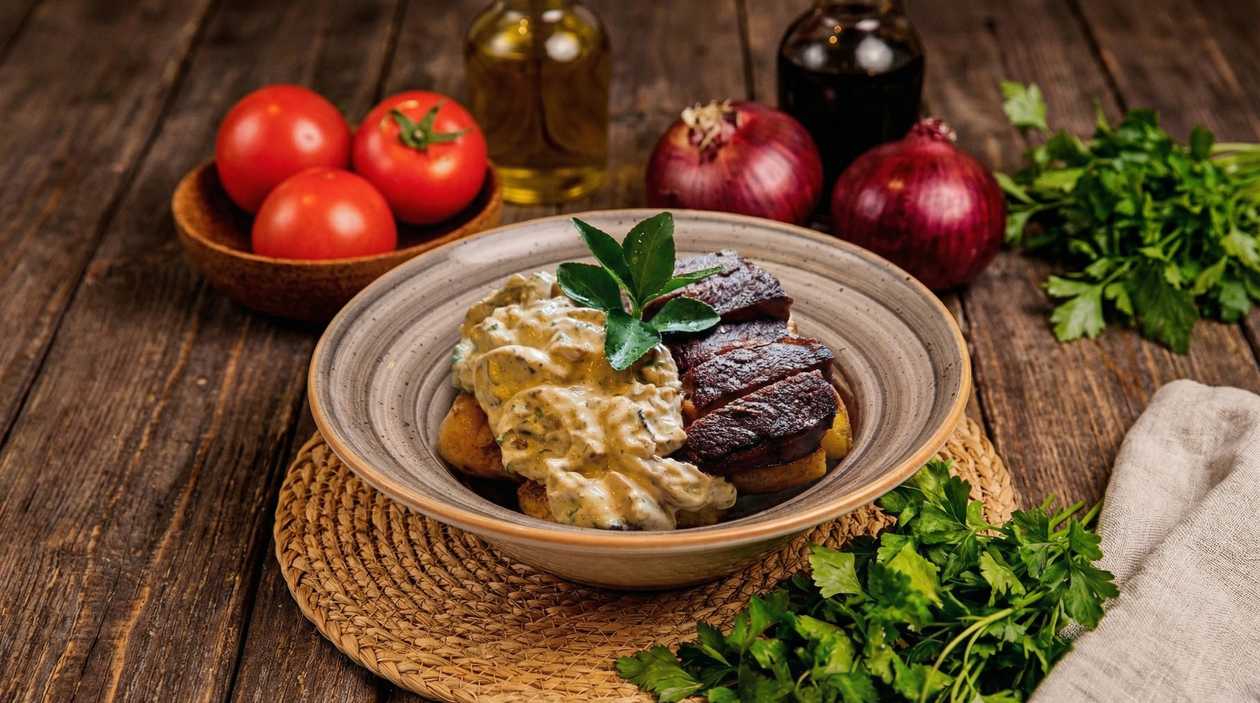 Steak with Creamy Mushroom Sauce