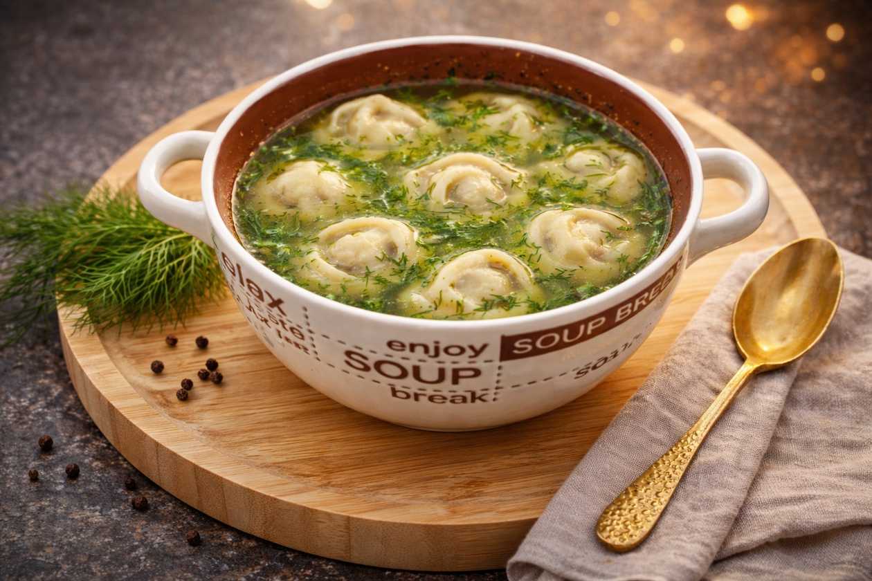 Meat dumplings in broth juice