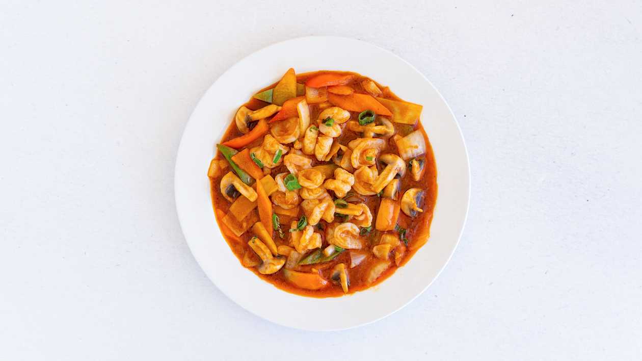 M44. Shrimp with bamboo and mushrooms with rice