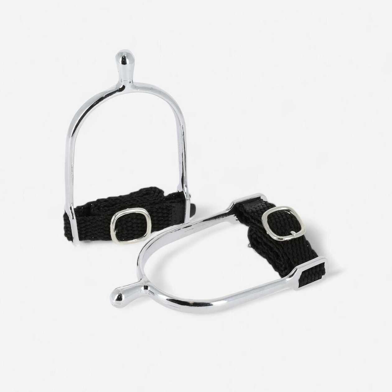 Round Tip Horse Riding Spurs + Straps 20mm - Dark Grey