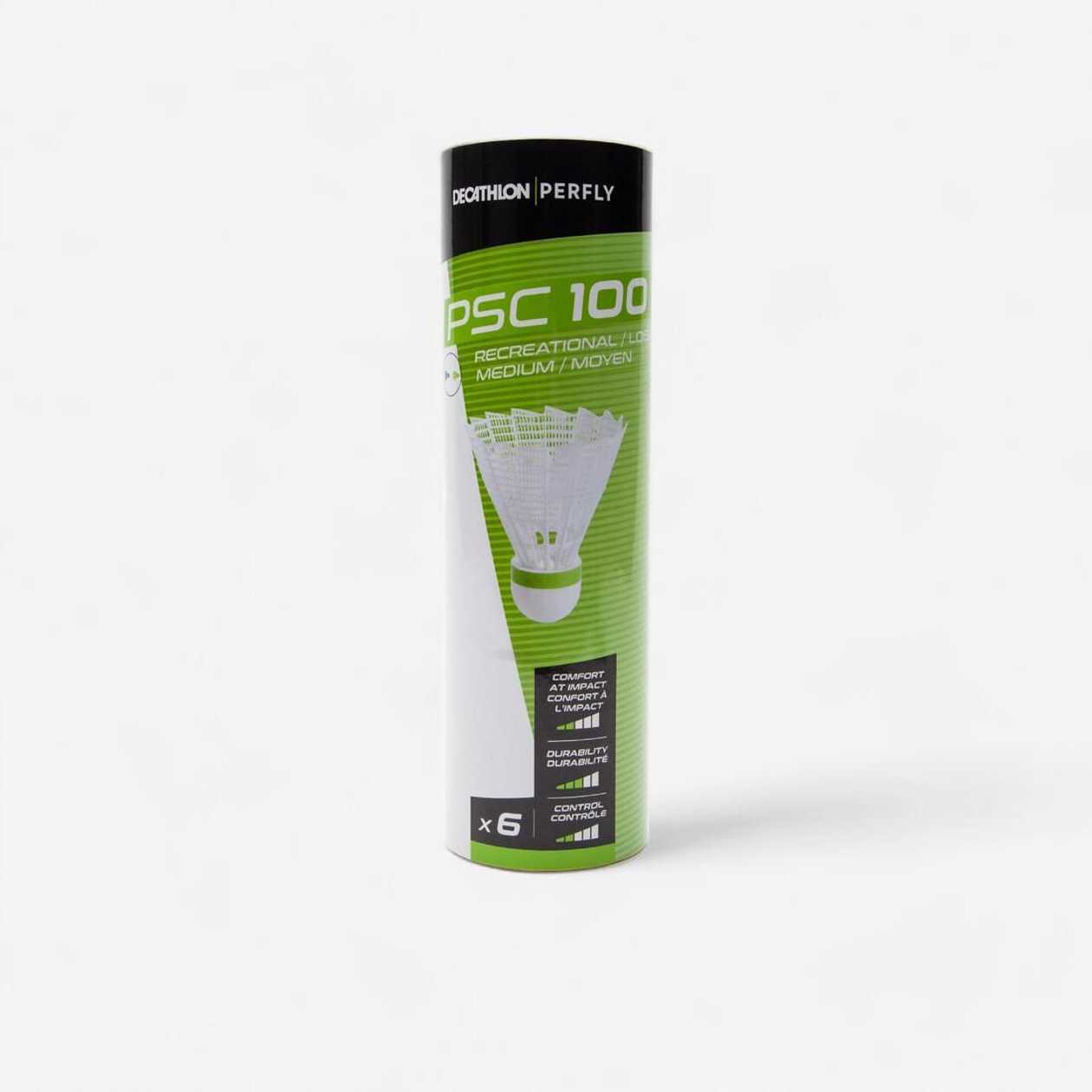 PSC 100 MEDIUM  PLASTIC SHUTTLECOCK x 6 CH  WHITE