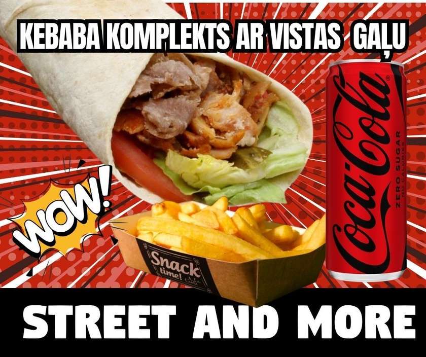 Vistas kebabs ar Frī un Coca cola 0.33ml