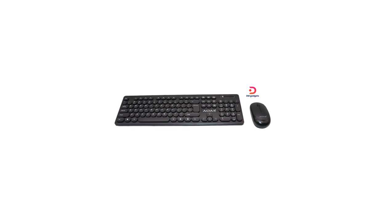 #435F-1#AOAS®A-1012 Keyboard and Mouse 2.4GHz Wireless Set,10m Range Transition Distance – Black
