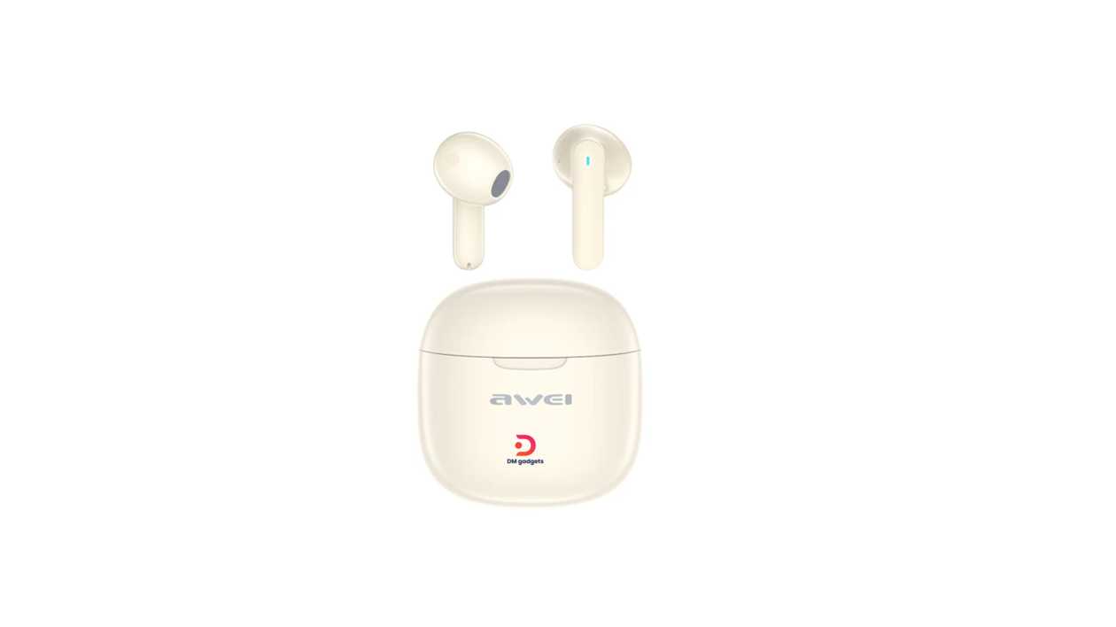 #584A#Awei®T68 ENC Wireless Earbuds BT 5.3 – Moon White