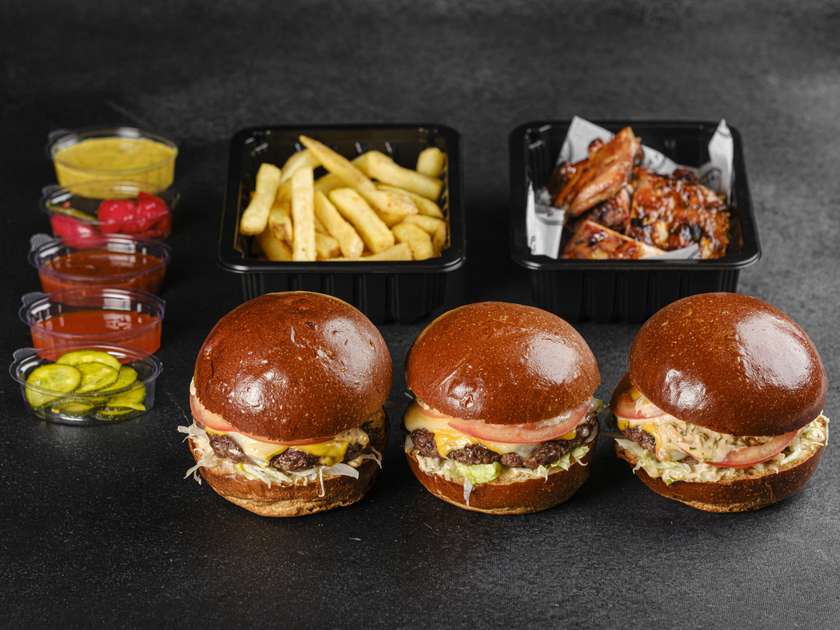 Combo Double Burgers and Ribs, XL