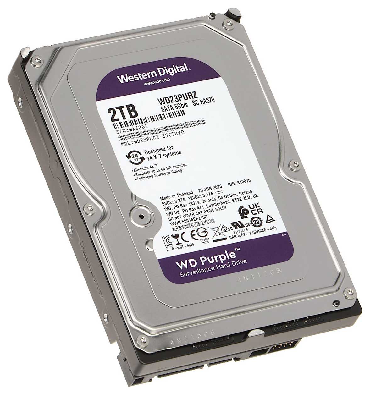 WD Purple Surveillance HDD 2TB SATA