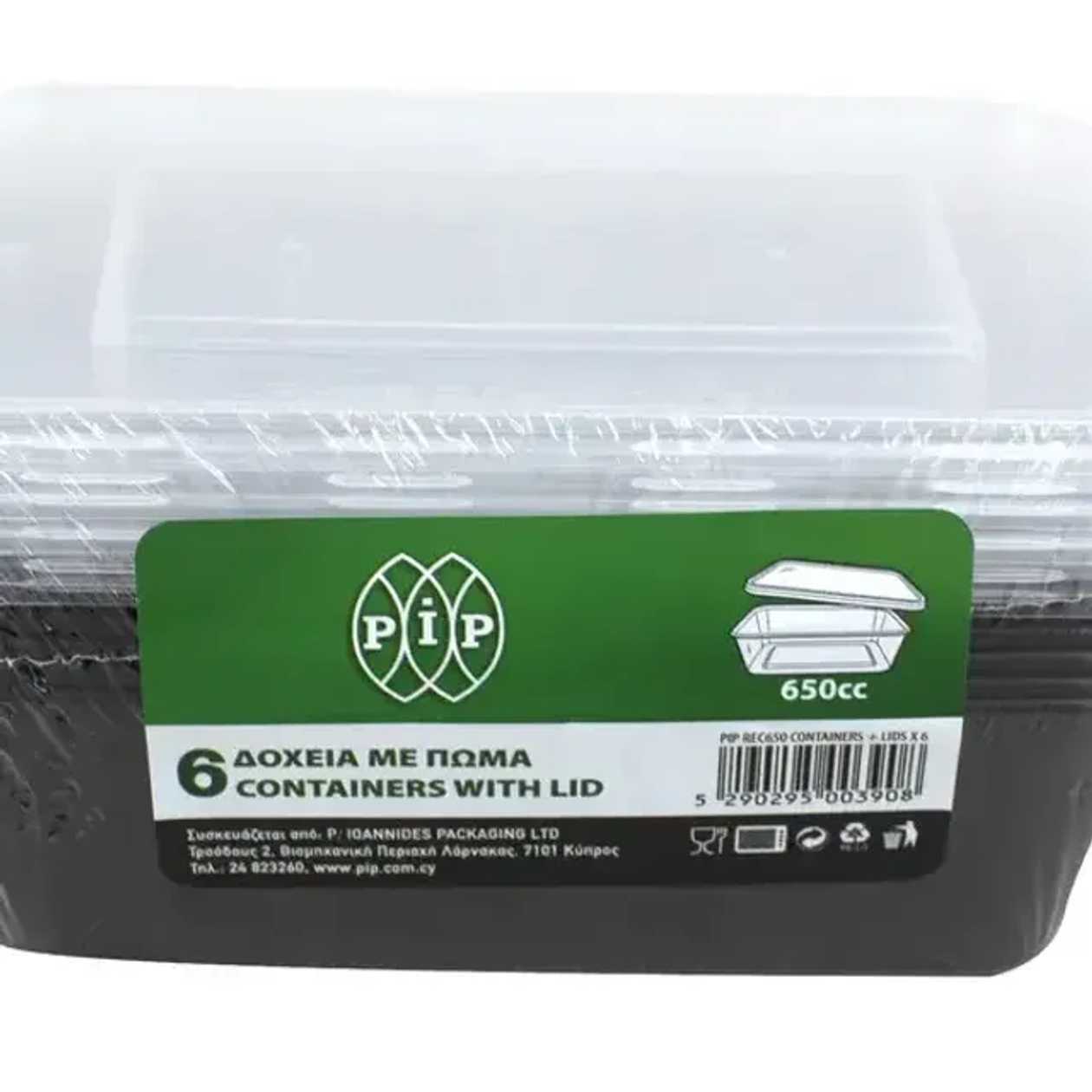 Pip 650ml Container With Lid 1x6