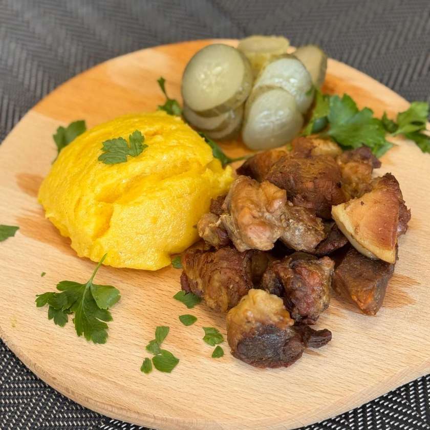 Alms of the Pig with Polenta (Traditional Fried Pork)