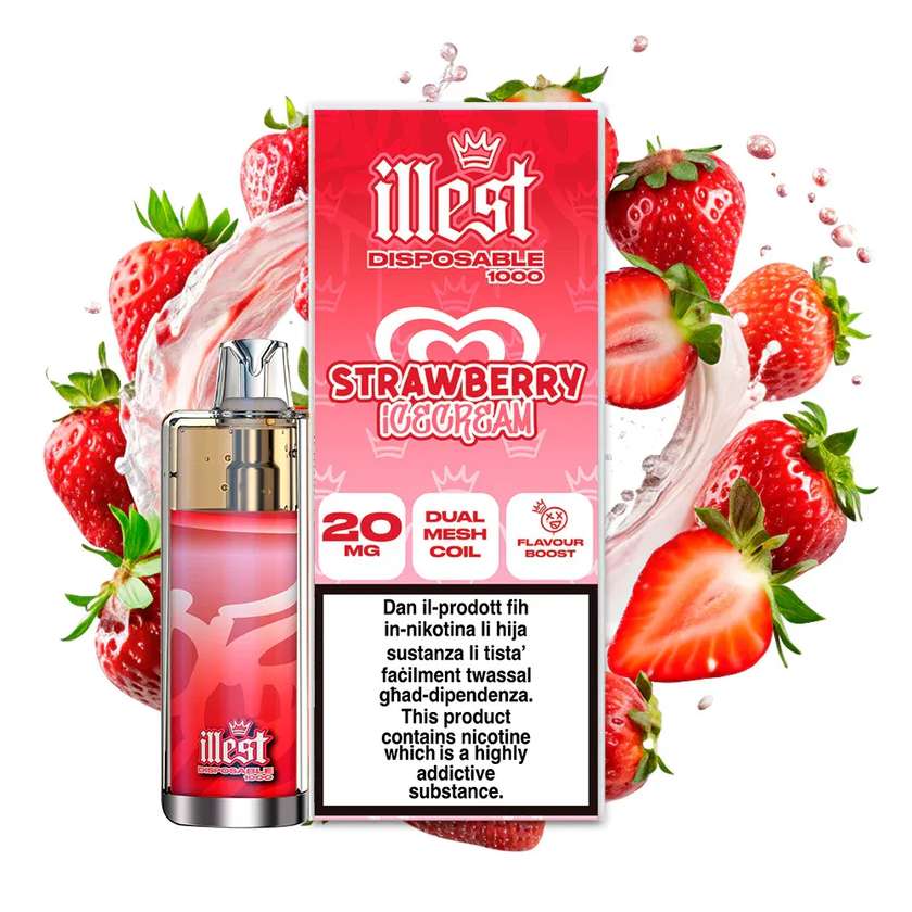 Illest 1000 Puffs Disposable Vape Strawberry Ice Cream 20mg
