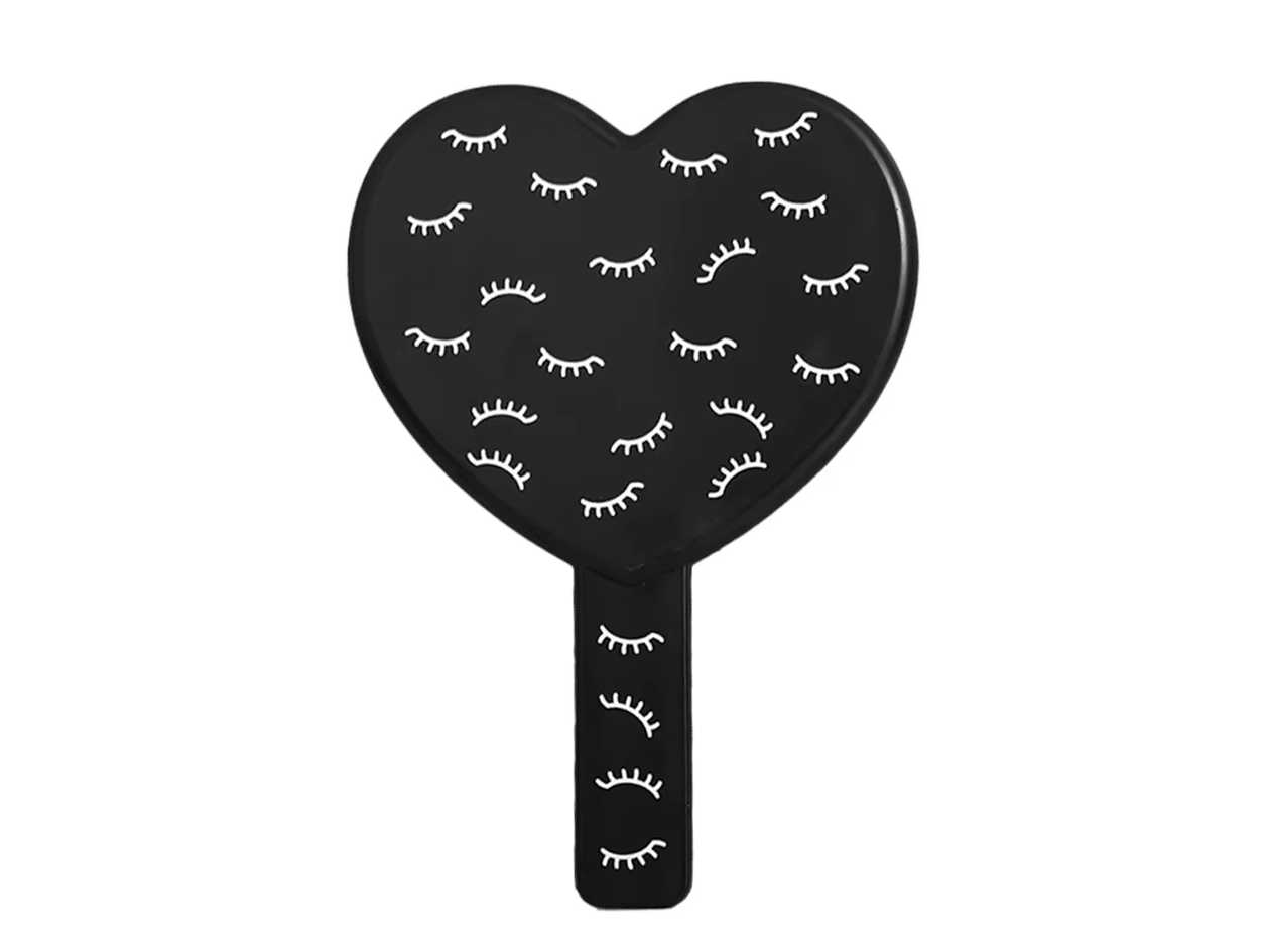 Black Heart-Shaped Hand-Held Mirror