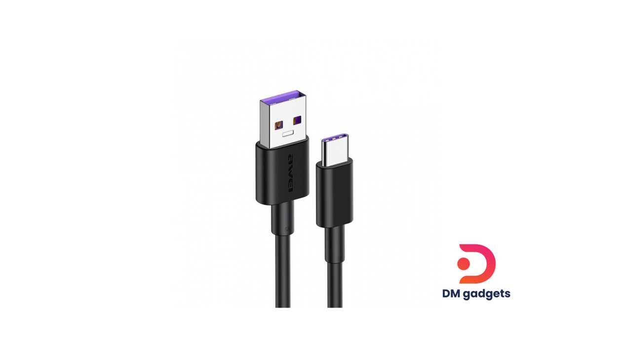 #539#awei® CL-77T 5A USB to USB-C /Type-C Interface Smart Fast Charge TPE Data Cable, Cable 1m Black