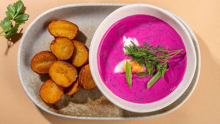 Lithuanian cold beetroot soup