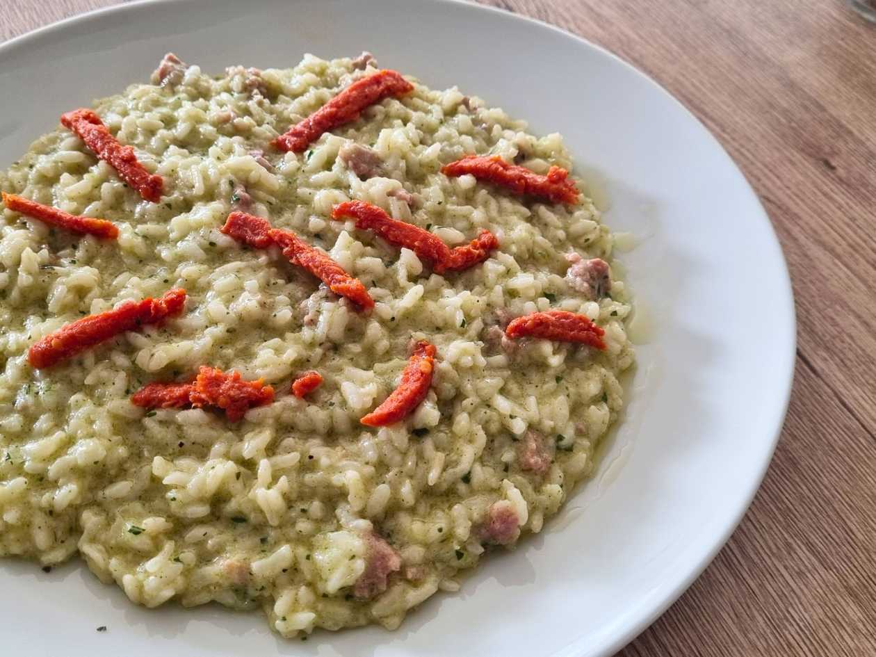 114. Risotto Al Pesto Di Broccoli, Salsiccia E ‘Nduja