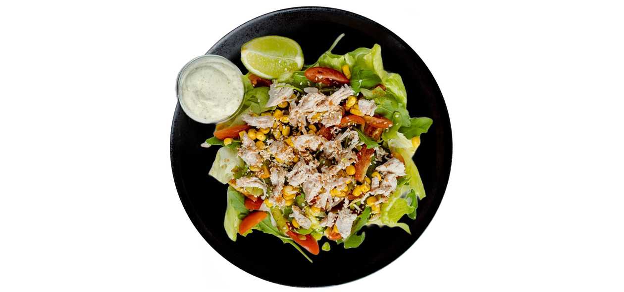 Chicken salad with raita sauce