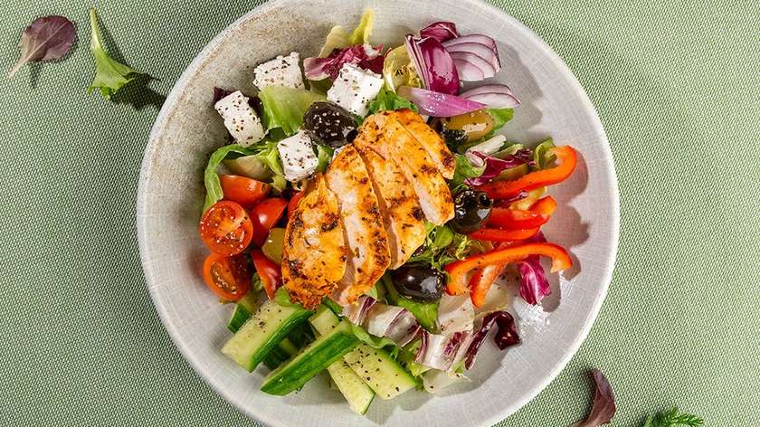 Feta cheese salad with chicken