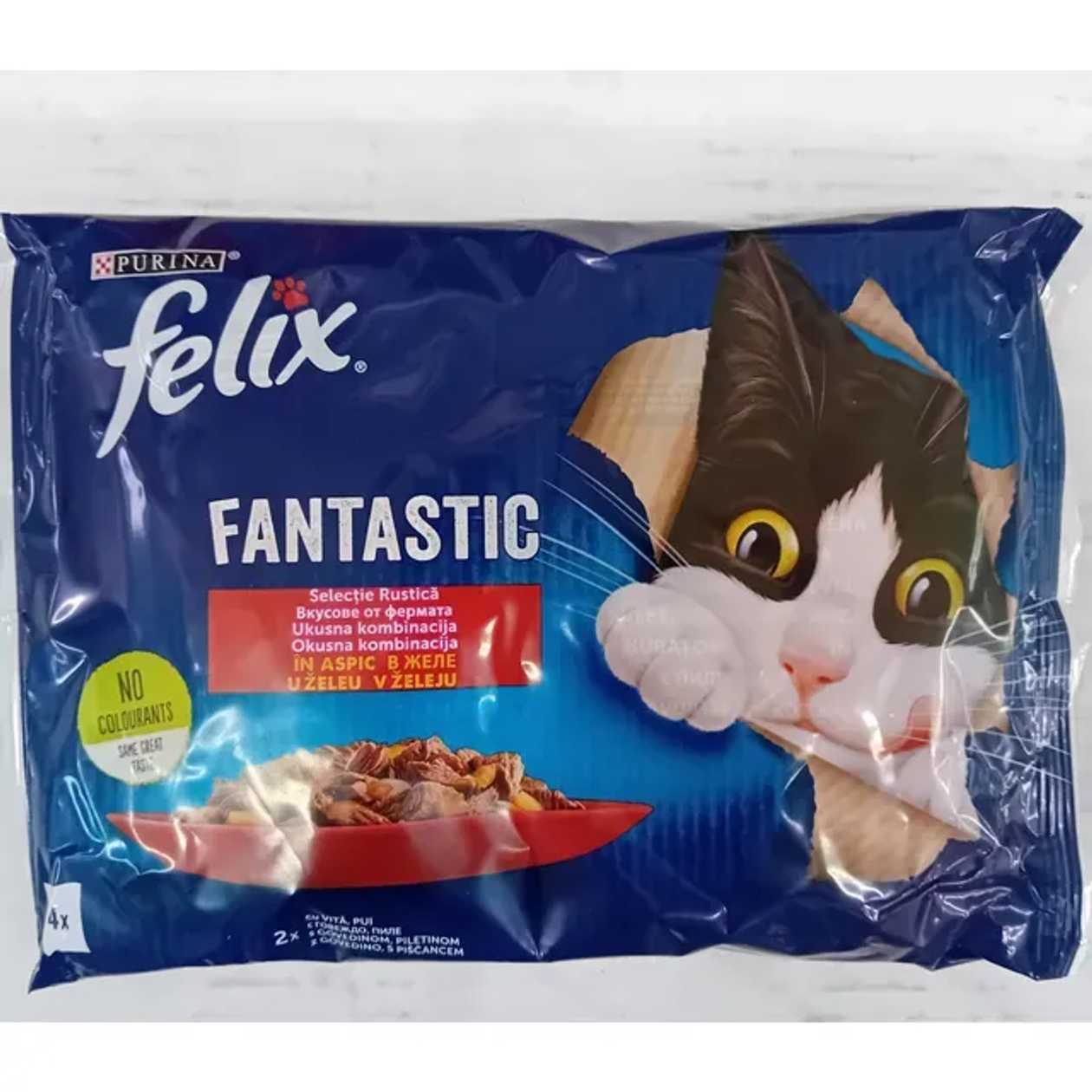 Felix fantastic hrana umeda pui si vita 4 x 85 g