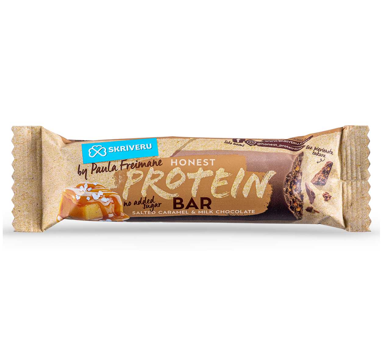 SKRĪVERU salted caramel protein bar in milk chocolate 45g