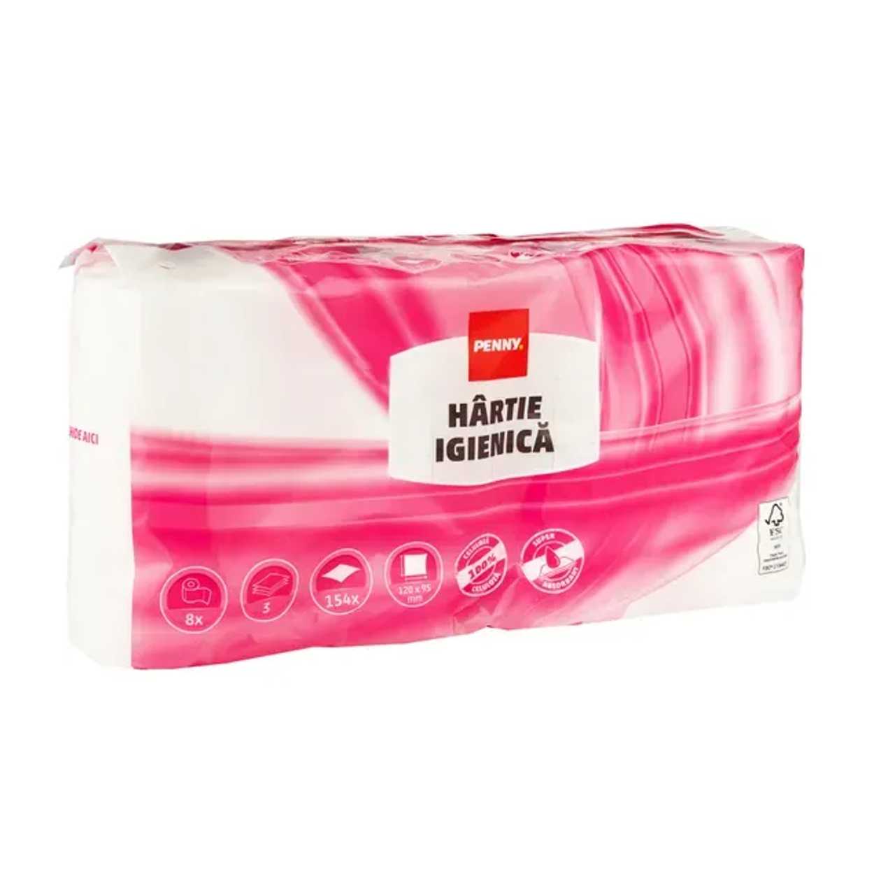 PENNY Hartie igienica 8 role, 3 straturi