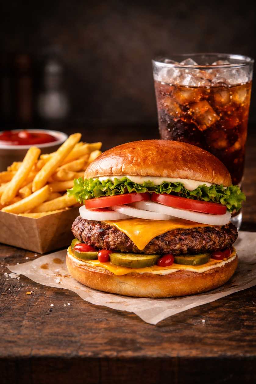 🔥10% OFF Cheeseburger Combo – Fries & Drink (500ml Iced Tea Available)
