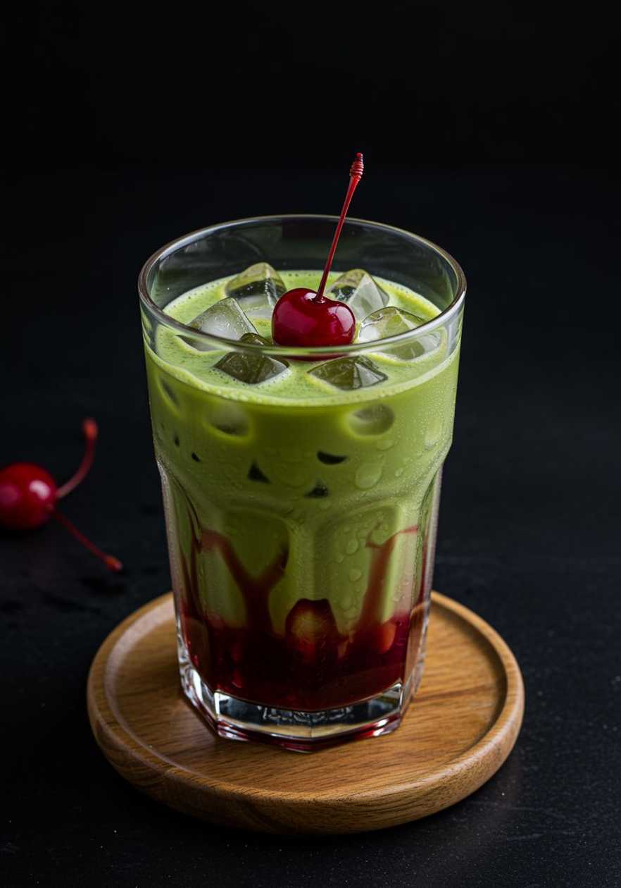 CHERRY MATCHA ICED LATTE