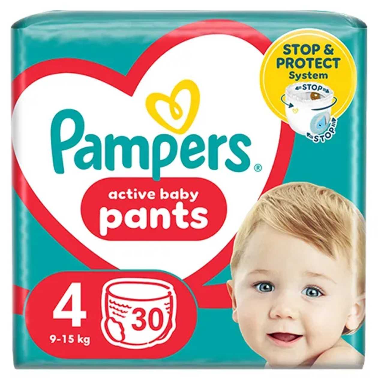 Pampers activ baby Scutec Chilotel Nr.4, 9-15 kg, 30 buc