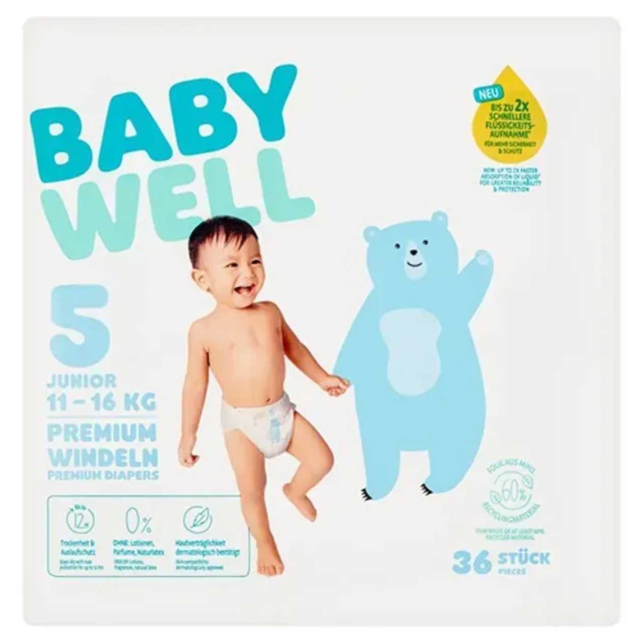 Babywell Scutece 5 Junior 11-16 kg, 36 buc