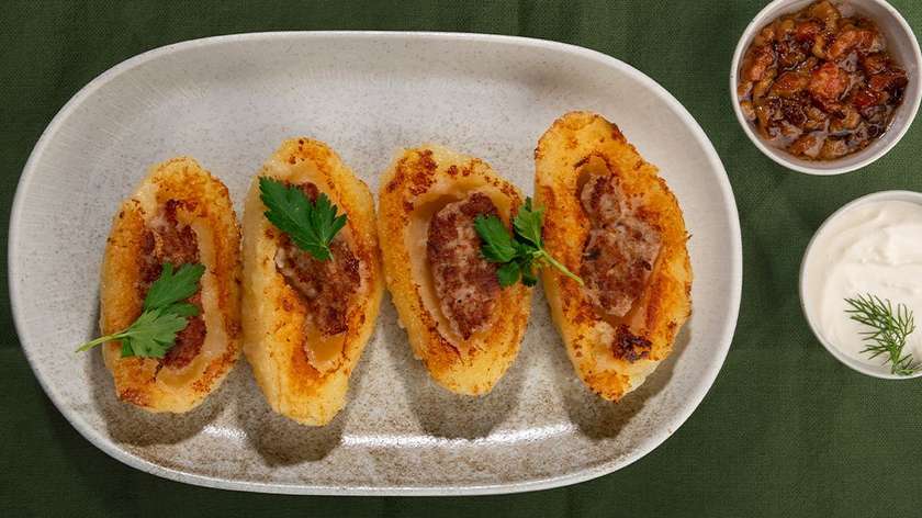 Fried potato dumplings with meat